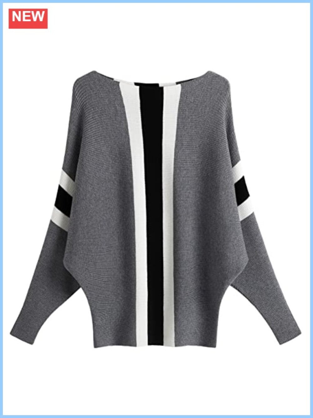 Boat Neck Batwing Sleeve Oversized Knit Pullover for Women - Lightweight Cozy